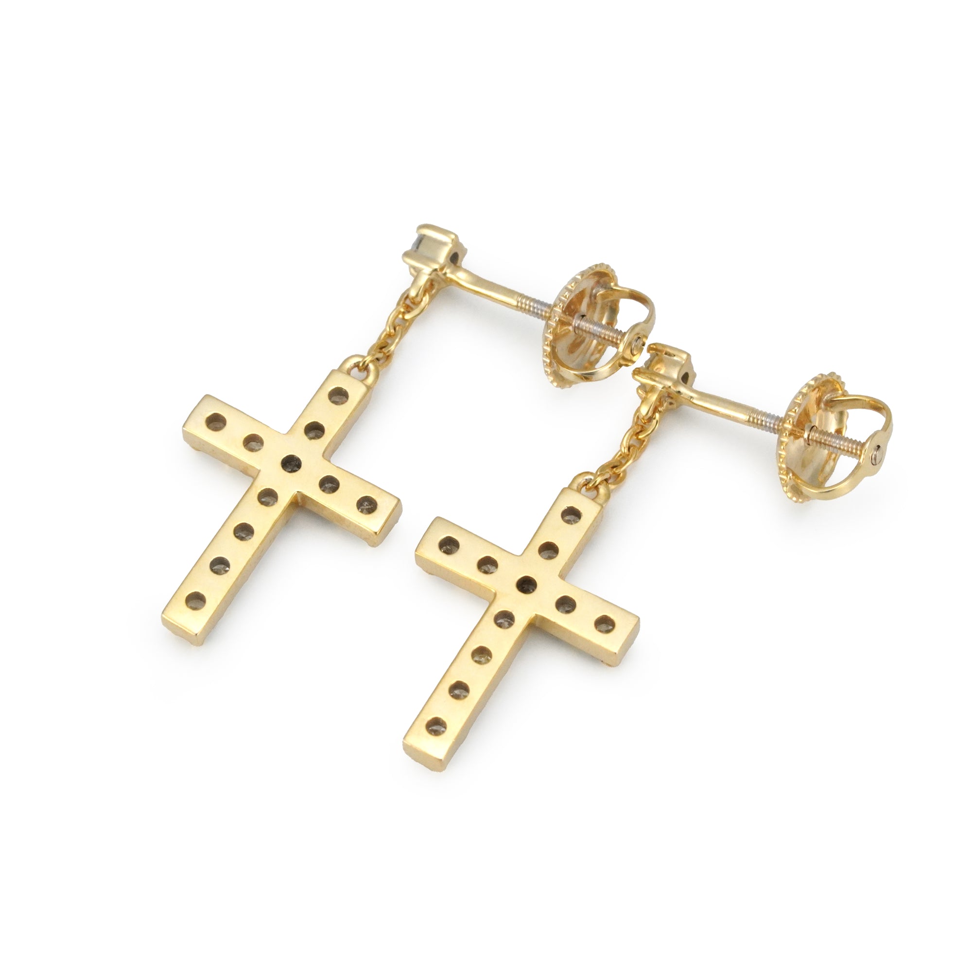 イエローゴールド クロス ピアス