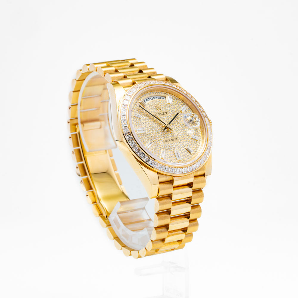 ROLEX Factory Day Date Gold Baguette Bezel