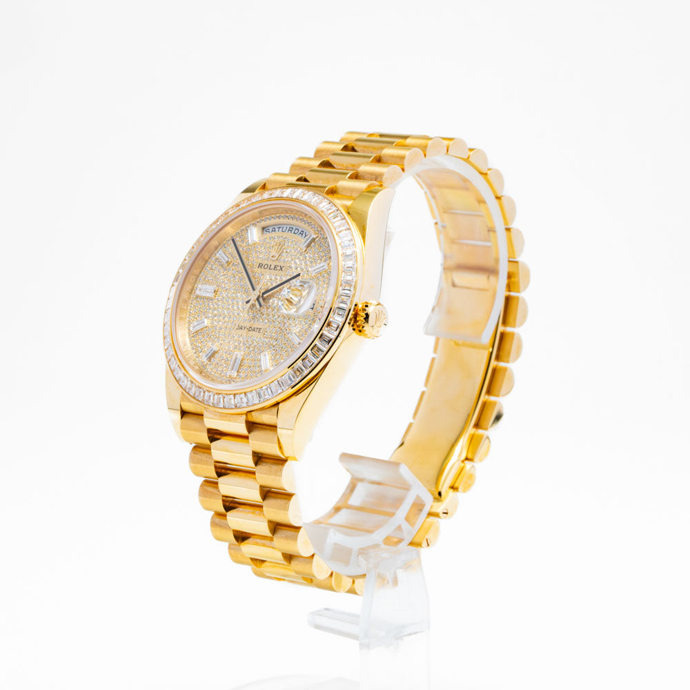 ROLEX Factory Day Date Gold Baguette Bezel