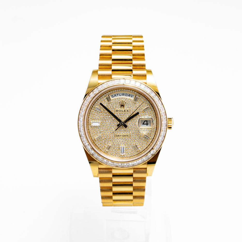 ROLEX Factory Day Date Gold Baguette Bezel