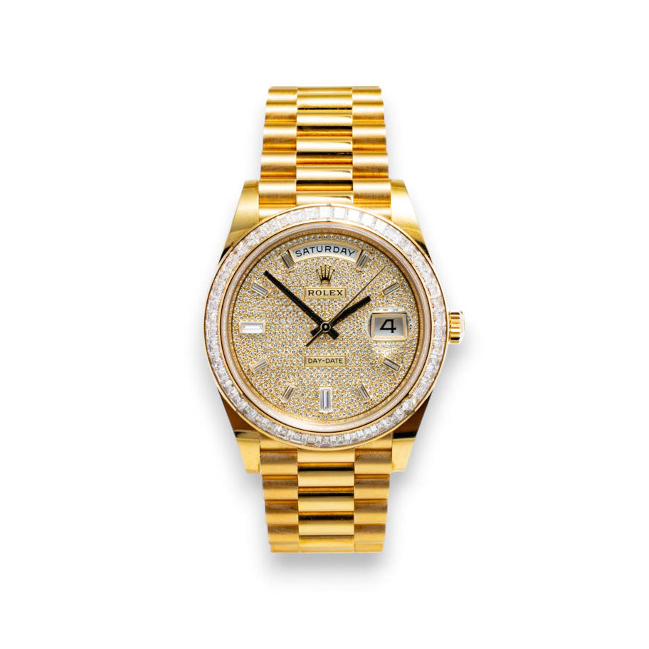 ROLEX Factory Day Date Gold Baguette Bezel