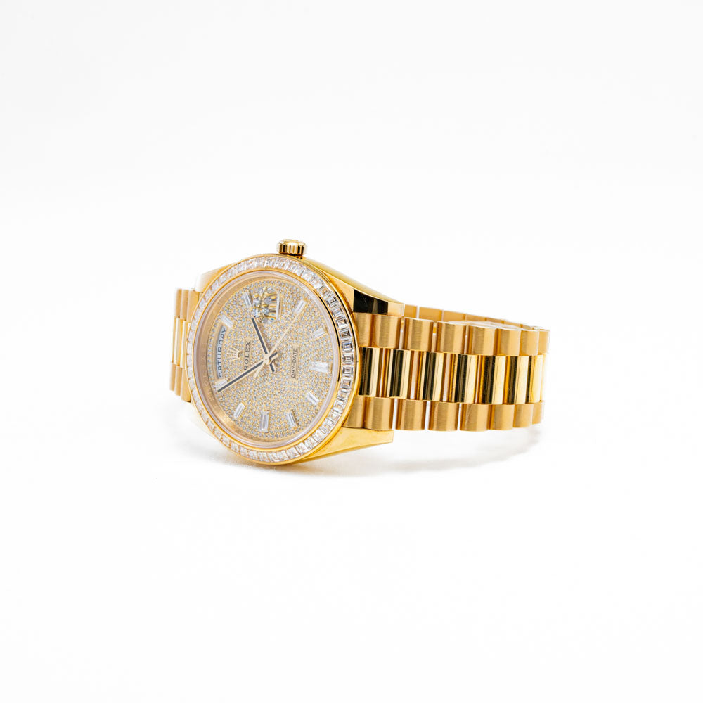 ROLEX Factory Day Date Gold Baguette Bezel