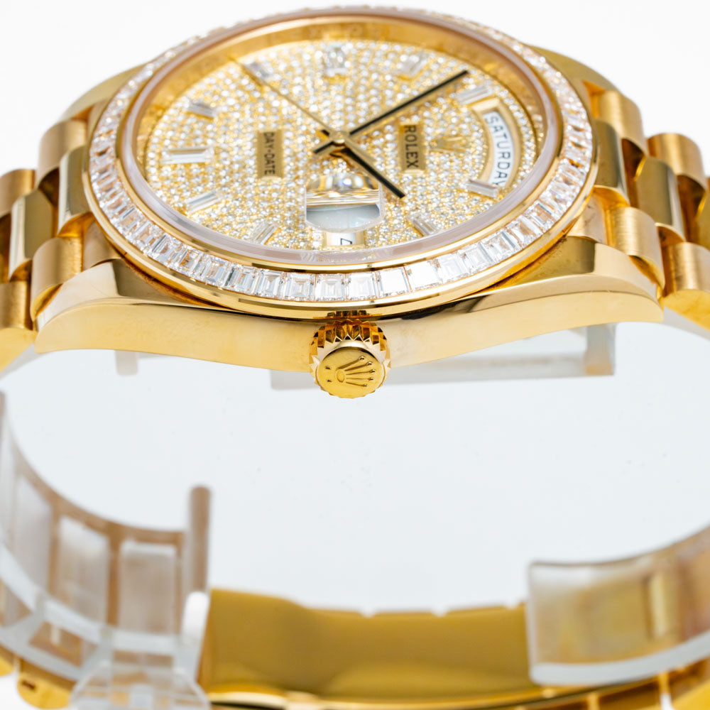 ROLEX Factory Day Date Gold Baguette Bezel