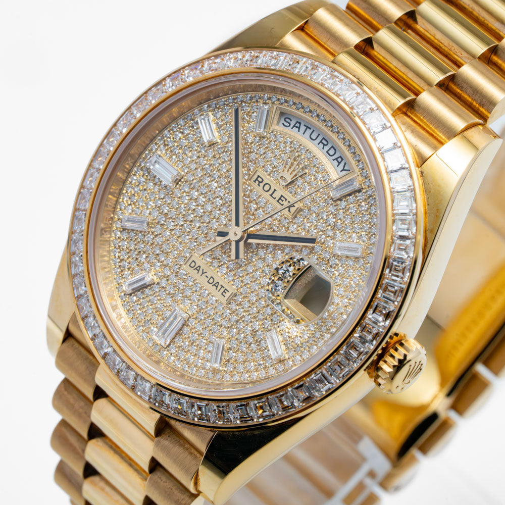 ROLEX Factory Day Date Gold Baguette Bezel