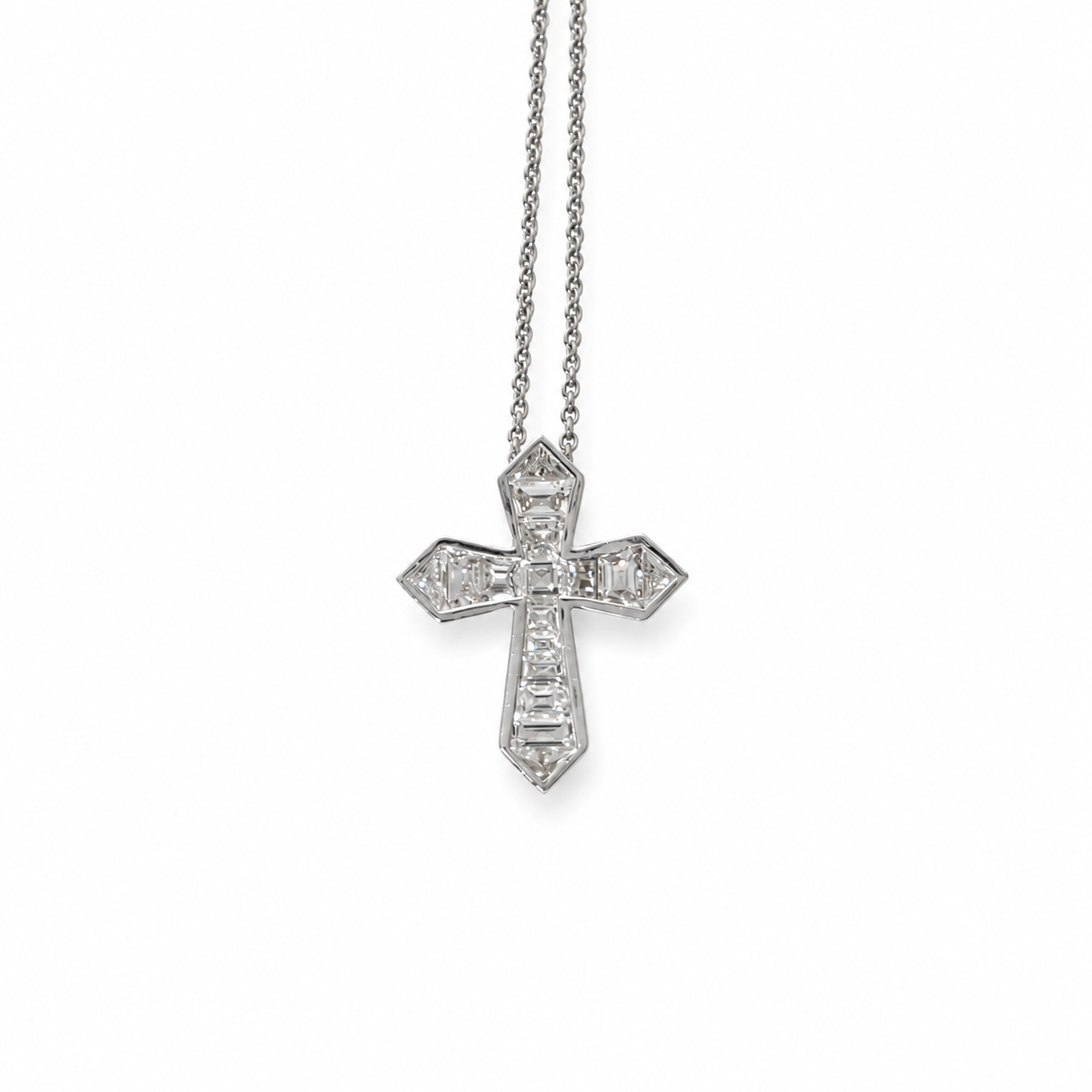 TRXTYO 14K WG ラボダイヤモンド ダイヤモンドネックレス クロス 45cm 8g