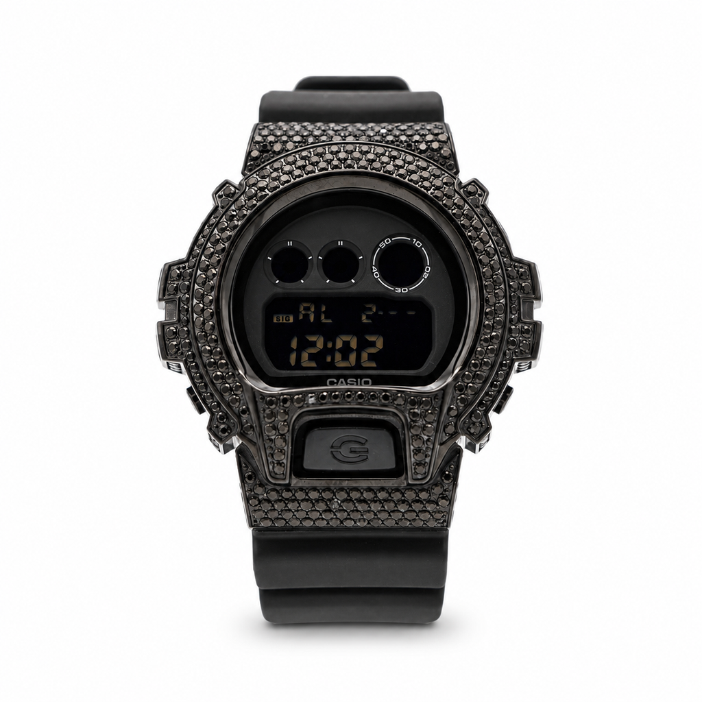 BABY TRAX CUSTOM Iced Out G SHOCK Black Diamond Watch 4.50ct