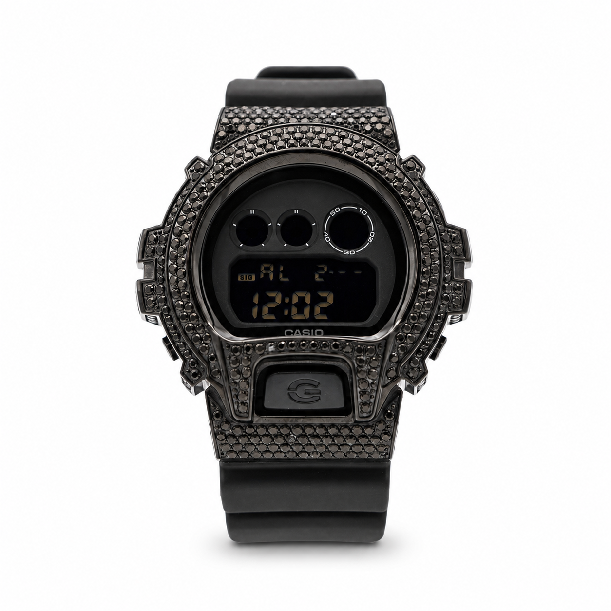 BABY TRAX CUSTOM Iced Out G SHOCK Black Diamond Watch 4.50ct