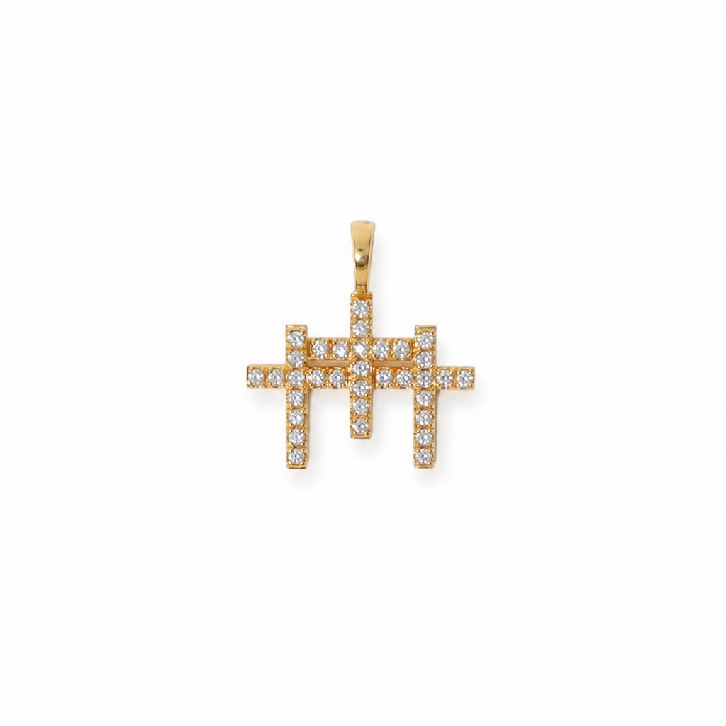 TRXTYO 14K YG 天然ダイヤモンド クロストップ 20mm 2cm 2g