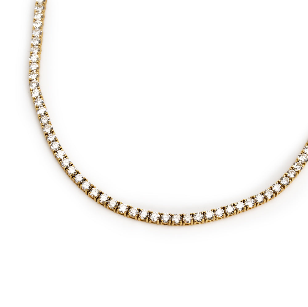 TRXTYO 14K YG 天然ダイヤモンド 推定18.8ct テニスネックレス 2.9mm 55.5cm 25g