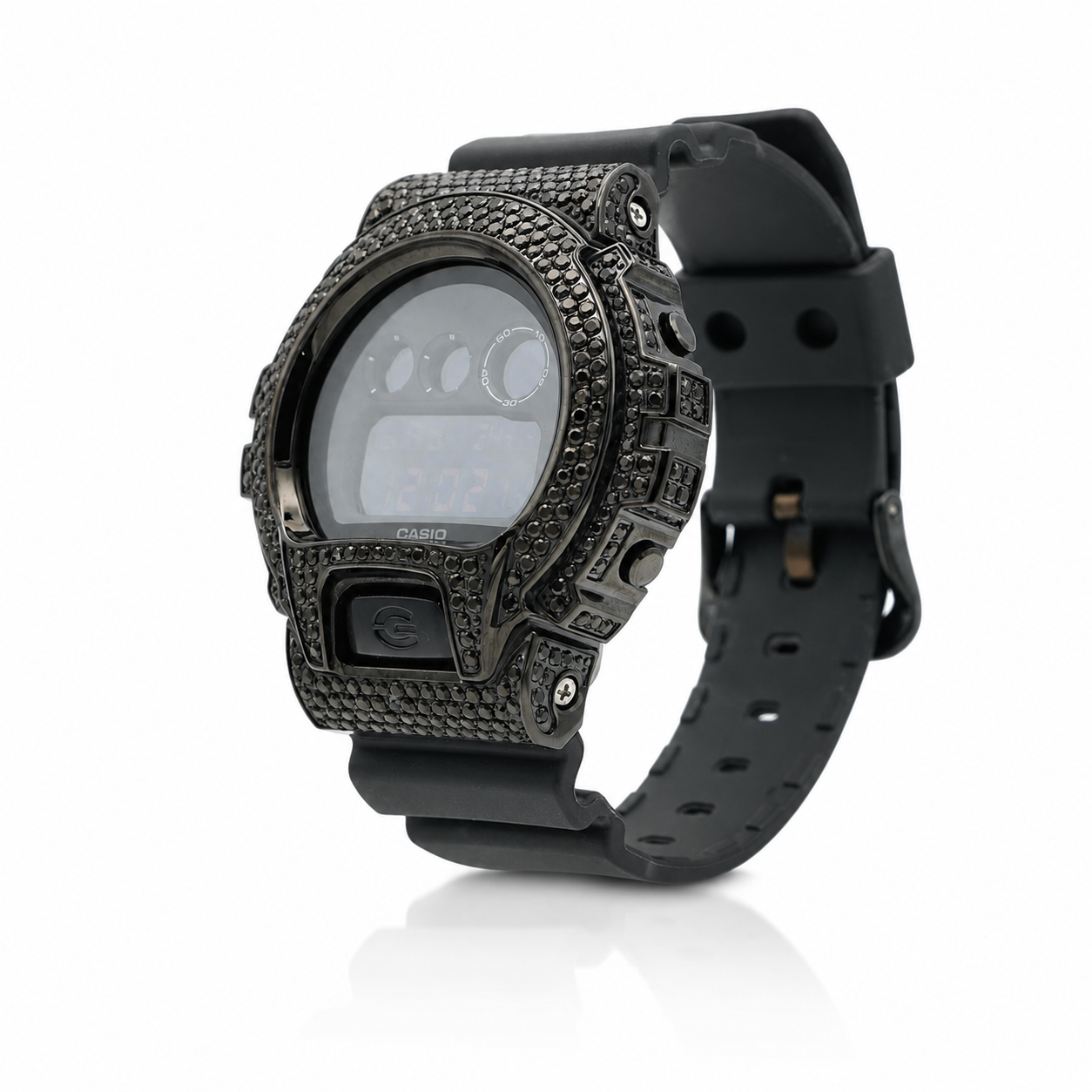 BABY TRAX CUSTOM Iced Out G SHOCK Black Diamond Watch 4.50ct