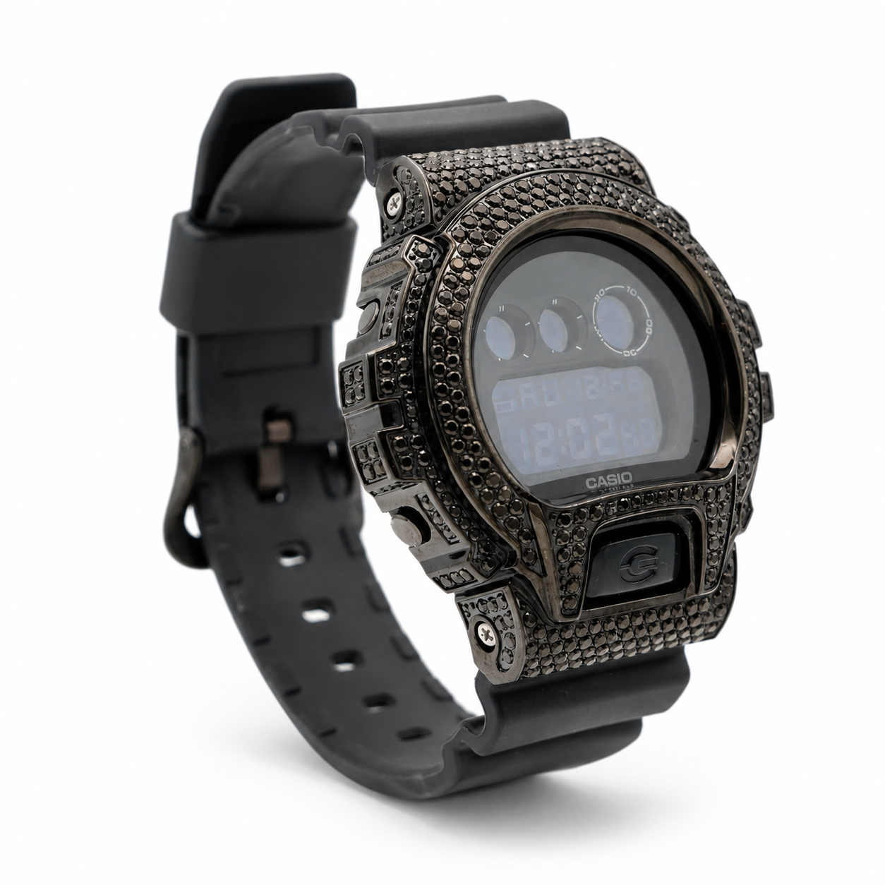 BABY TRAX CUSTOM Iced Out G SHOCK Black Diamond Watch 4.50ct