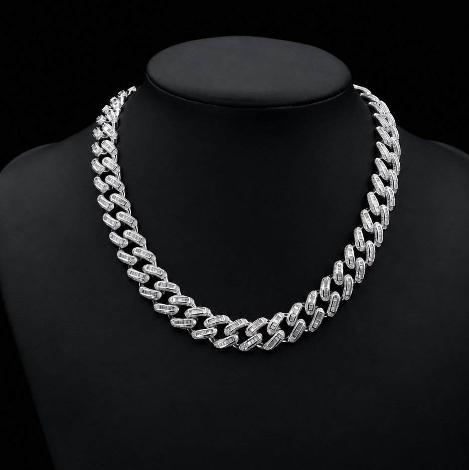 BABY TRAX - シルバー925 バケットxメレ ネックレス 56cm 14.5mm WGメッキ