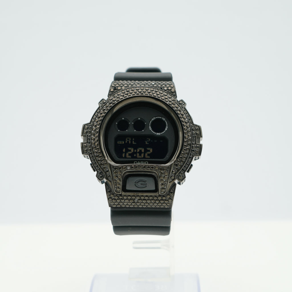 BABY TRAX CUSTOM Iced Out G SHOCK Black Diamond Watch 4.50ct