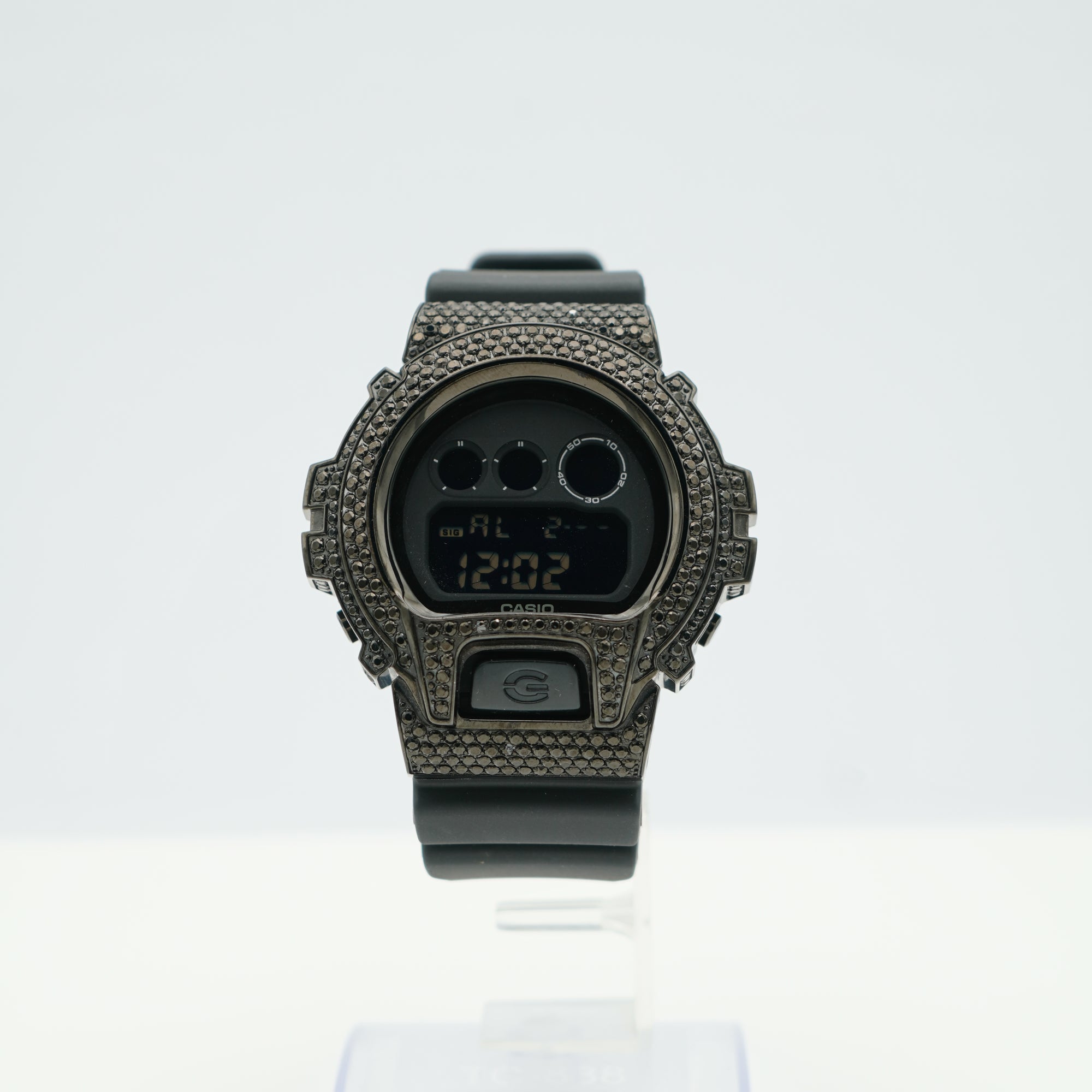 BABY TRAX CUSTOM Iced Out G SHOCK Black Diamond Watch 4.50ct