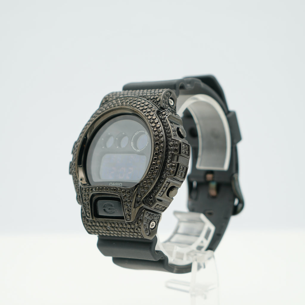 BABY TRAX CUSTOM Iced Out G SHOCK Black Diamond Watch 4.50ct