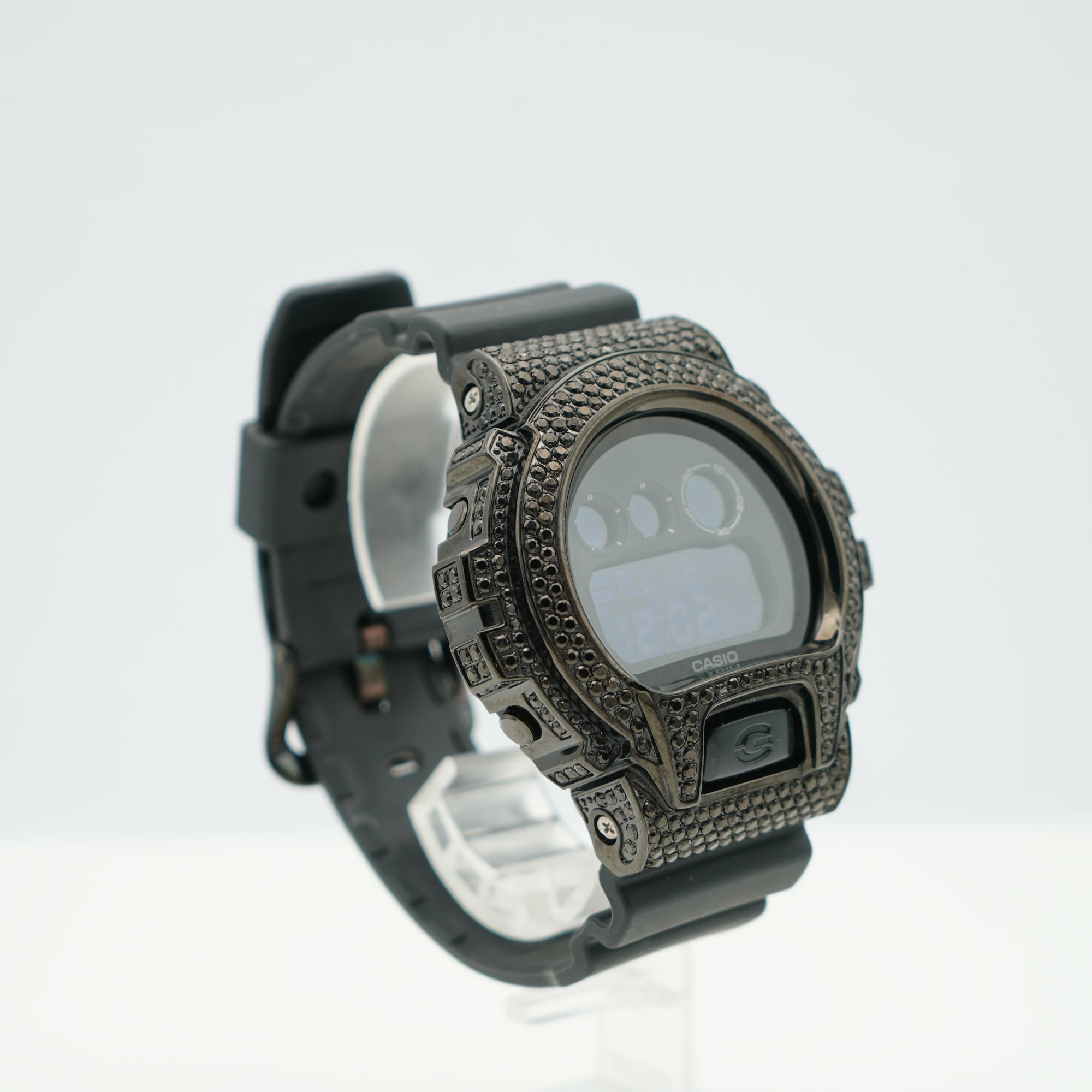 BABY TRAX CUSTOM Iced Out G SHOCK Black Diamond Watch 4.50ct