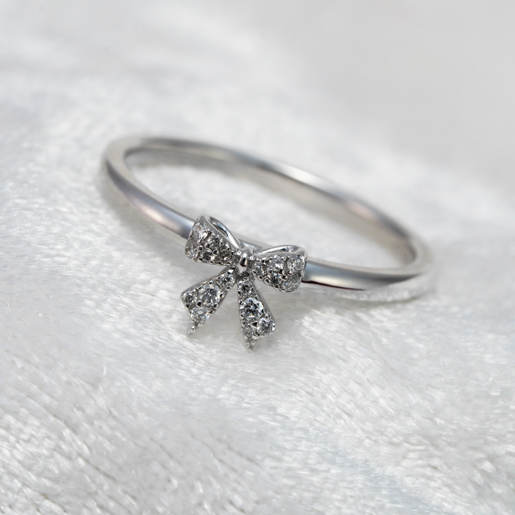 リング リボン 10KWG / ラボダイヤモンド