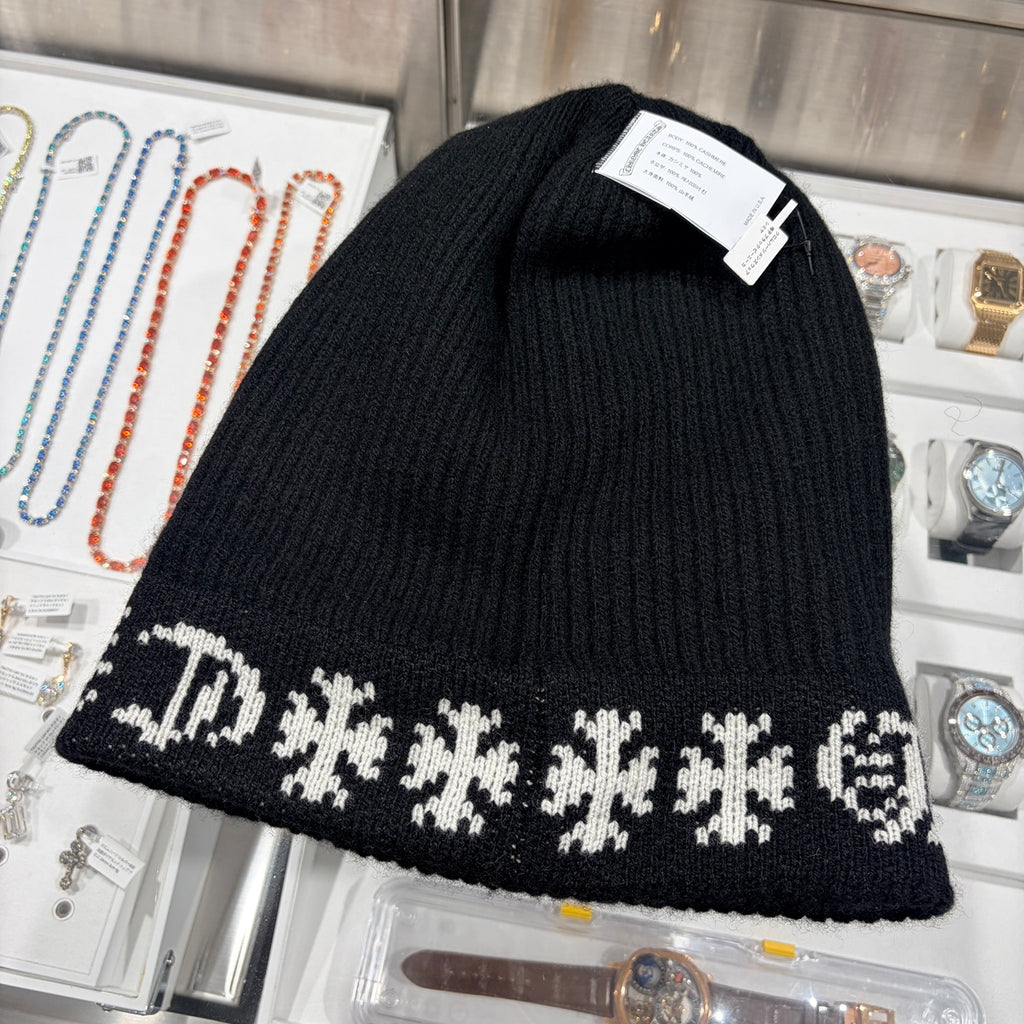 CHROME HEARTS クロムハーツ 帽子 ビーニー ブラック カシミヤ ONE SIZE 25cm