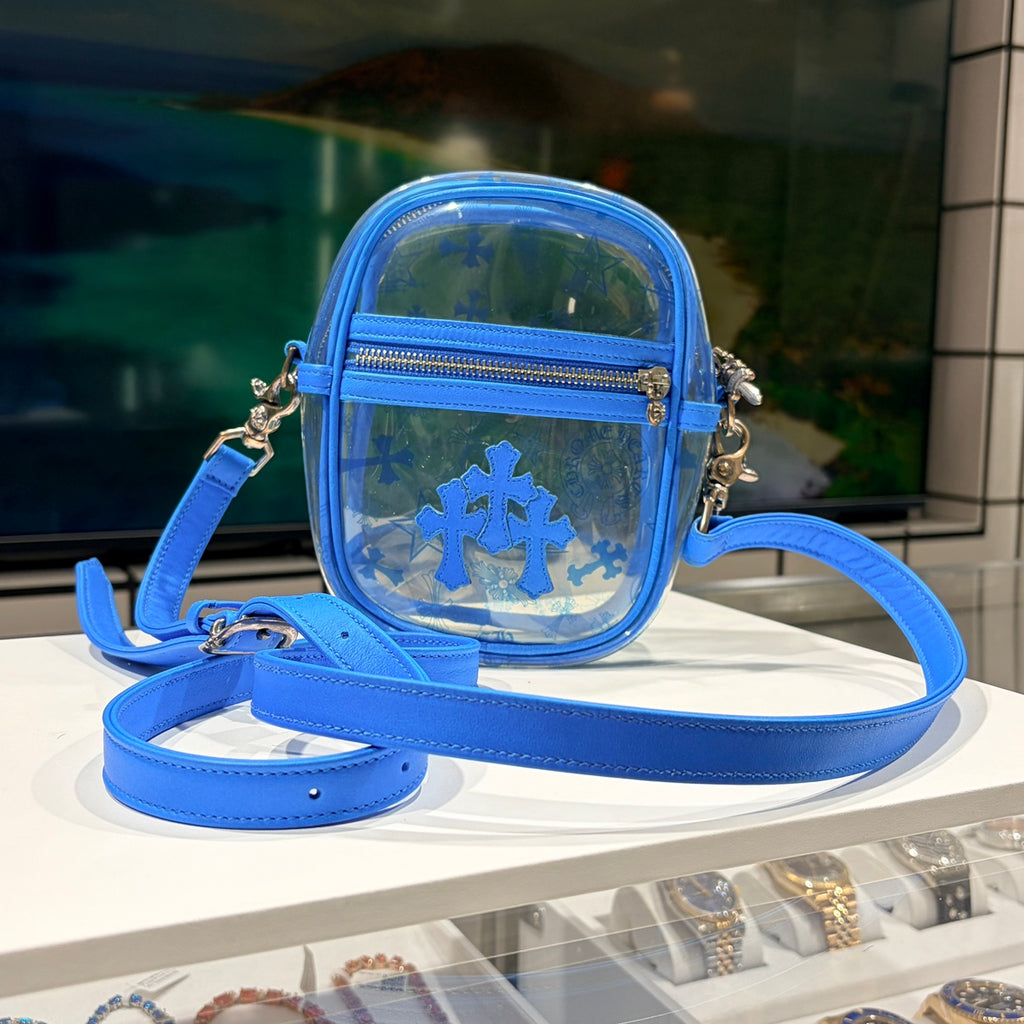CHROME HEARTS クロムハーツ ショルダーバッグ TAKA MINI VINYL タカ ミニ ライトブルー PVC×レザー×シルバー
