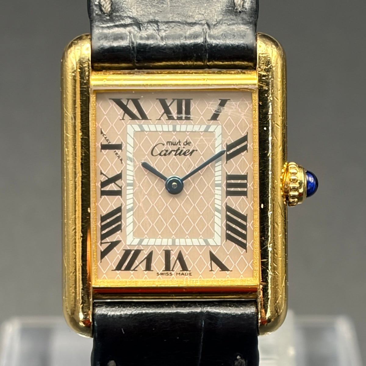 CARTIER カルティエ マストタンク アクアリーノ MM 2415 ピンク 格子柄