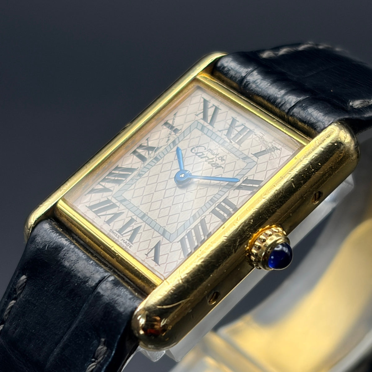 CARTIER カルティエ マストタンク アクアリーノ MM 2415 ピンク 格子柄