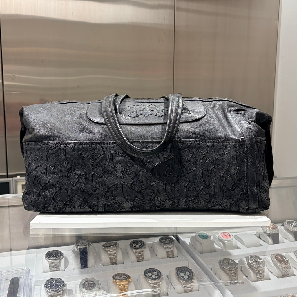 CHROME HEARTS クロムハーツ レザーボストンバッグ ブラック セメタリークロスパッチ