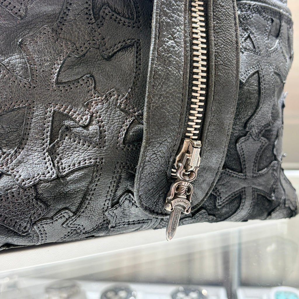 CHROME HEARTS クロムハーツ レザーボストンバッグ ブラック セメタリークロスパッチ