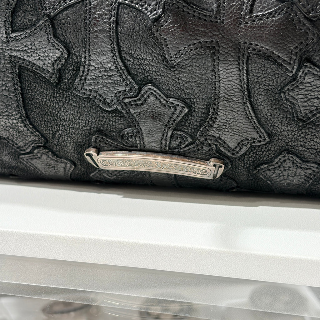 CHROME HEARTS クロムハーツ レザーボストンバッグ ブラック セメタリークロスパッチ