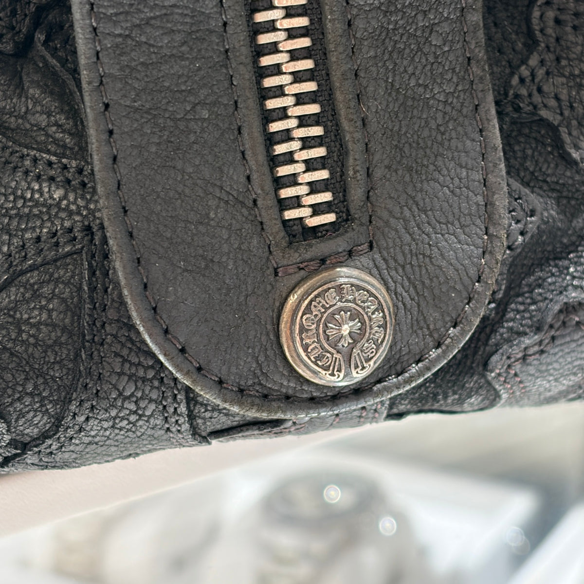 CHROME HEARTS クロムハーツ レザーボストンバッグ ブラック セメタリークロスパッチ
