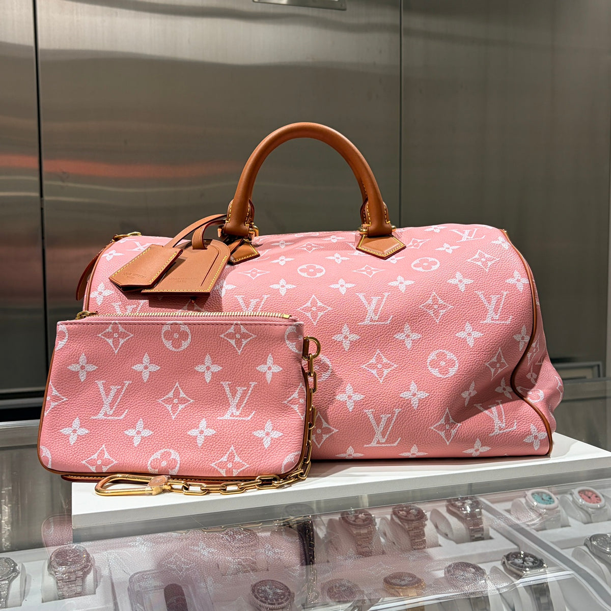 LOUIS VUITTON ルイヴィトン スピーディ P9 バンドリエール 40 ピンク サクラ モノグラムキャンバス