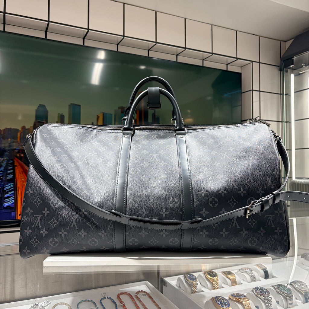 LOUIS VUITTON ルイヴィトン キーポル ・バンドリエール 55 ブラック モノグラム・エクリプス
