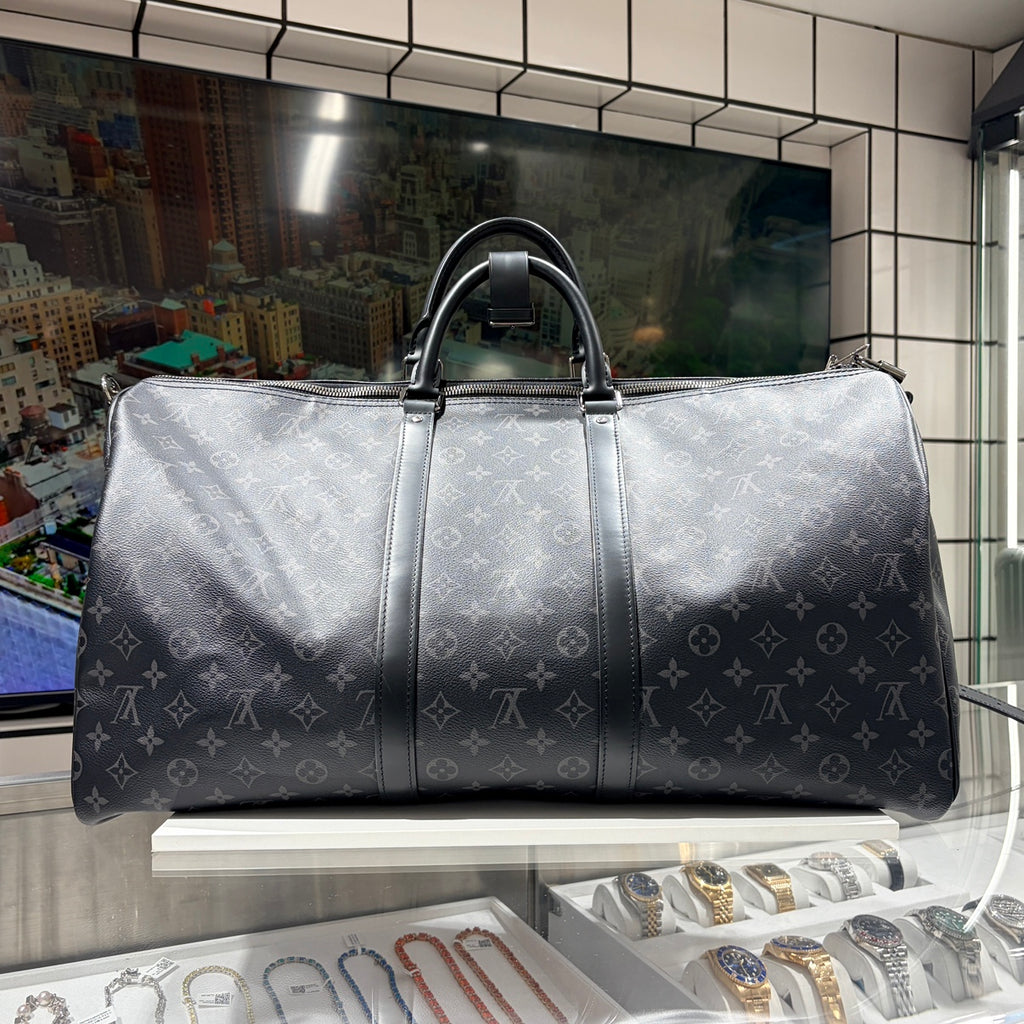 LOUIS VUITTON ルイヴィトン キーポル ・バンドリエール 55 ブラック モノグラム・エクリプス