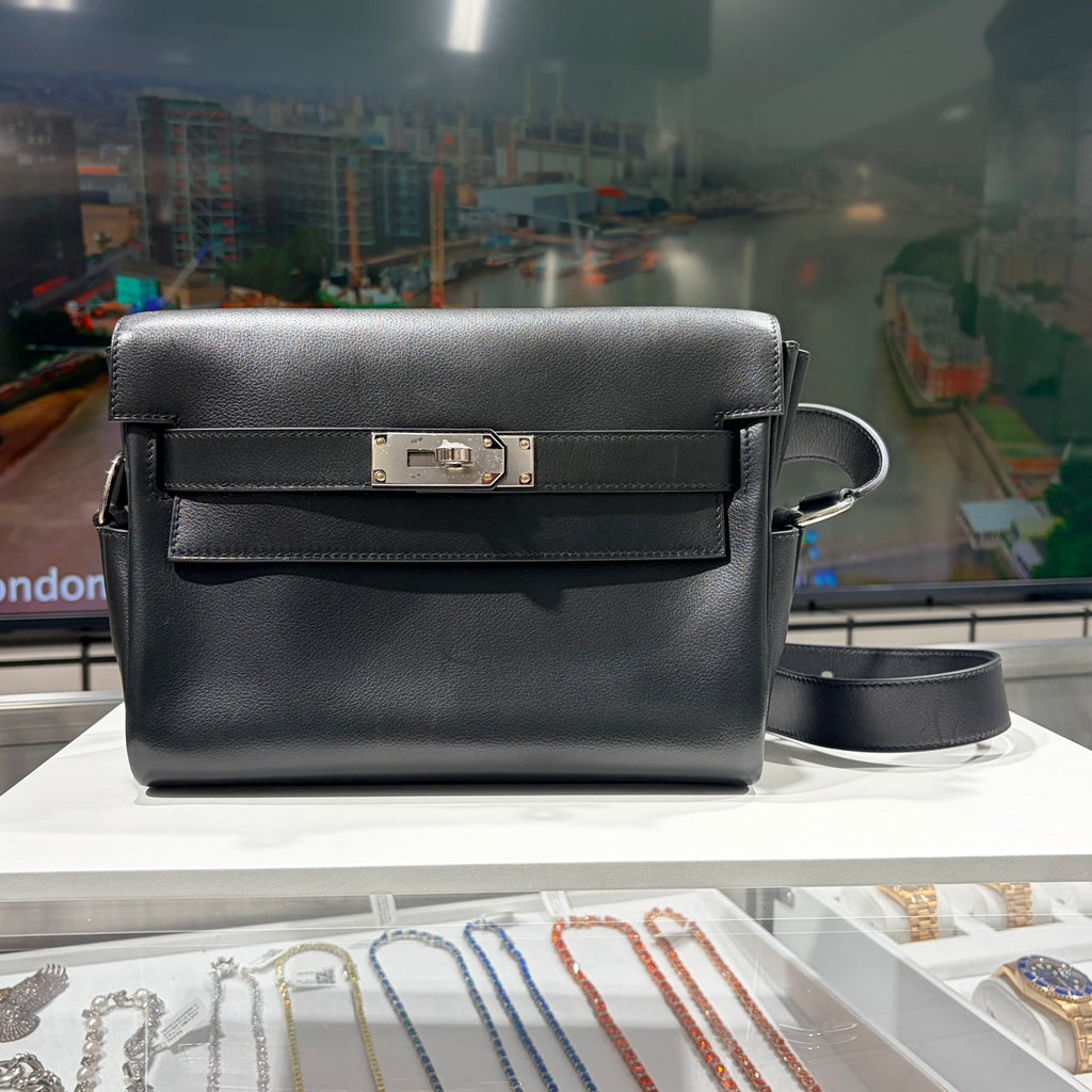 HERMES エルメス ケリー メッセンジャー PM シルバー金具 ノアール K刻印
