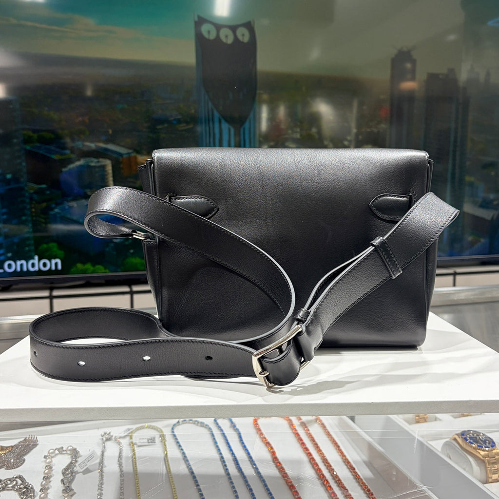 HERMES エルメス ケリー メッセンジャー PM シルバー金具 ノアール K刻印