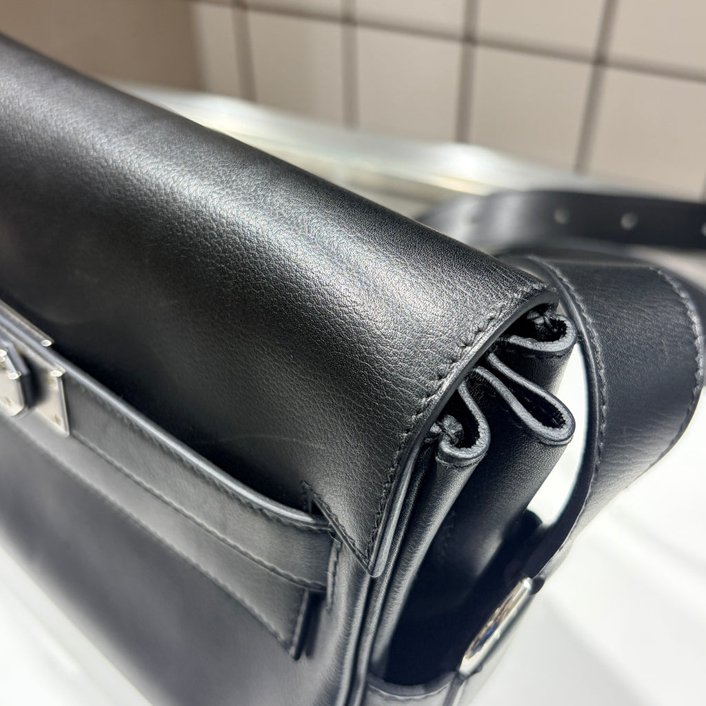 HERMES エルメス ケリー メッセンジャー PM シルバー金具 ノアール K刻印