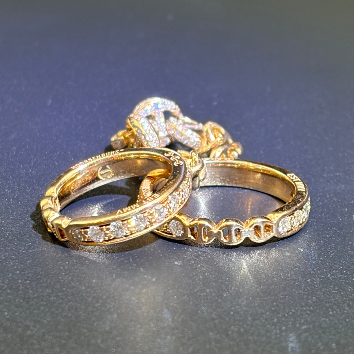 HOORSENBUHS ホーセンブース BONDED 3MM OPEN-LINKS WITH FIVE LINK PAVE