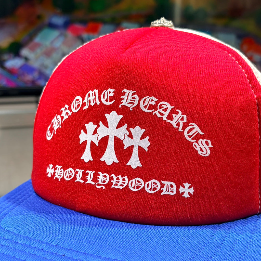 CHROME HEARTS クロムハーツ 帽子 トラッカーキャップ ハリウッド レッド・ブルー・ホワイト