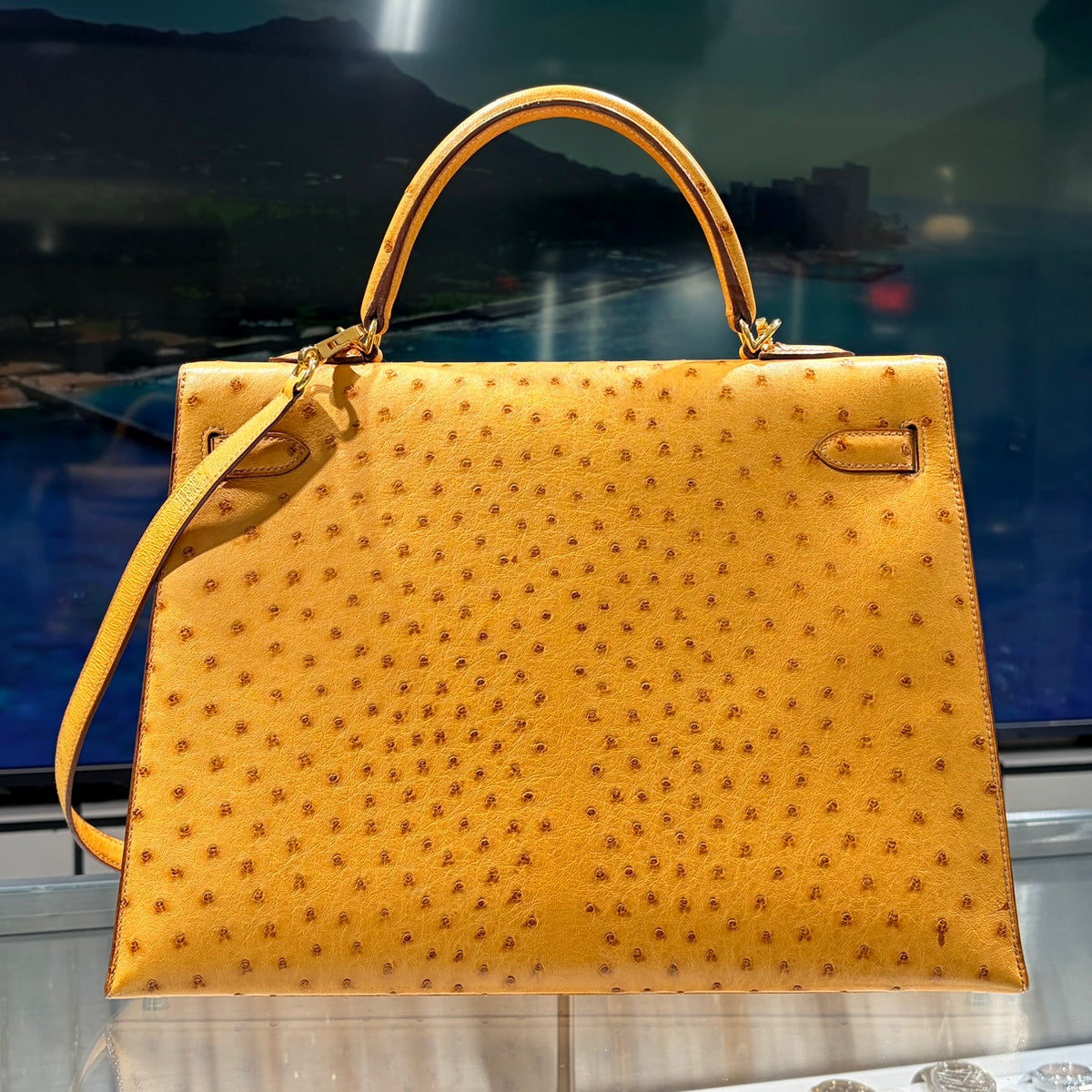 HERMES エルメス ケリー 35 サフラン J刻印 ゴールド金具