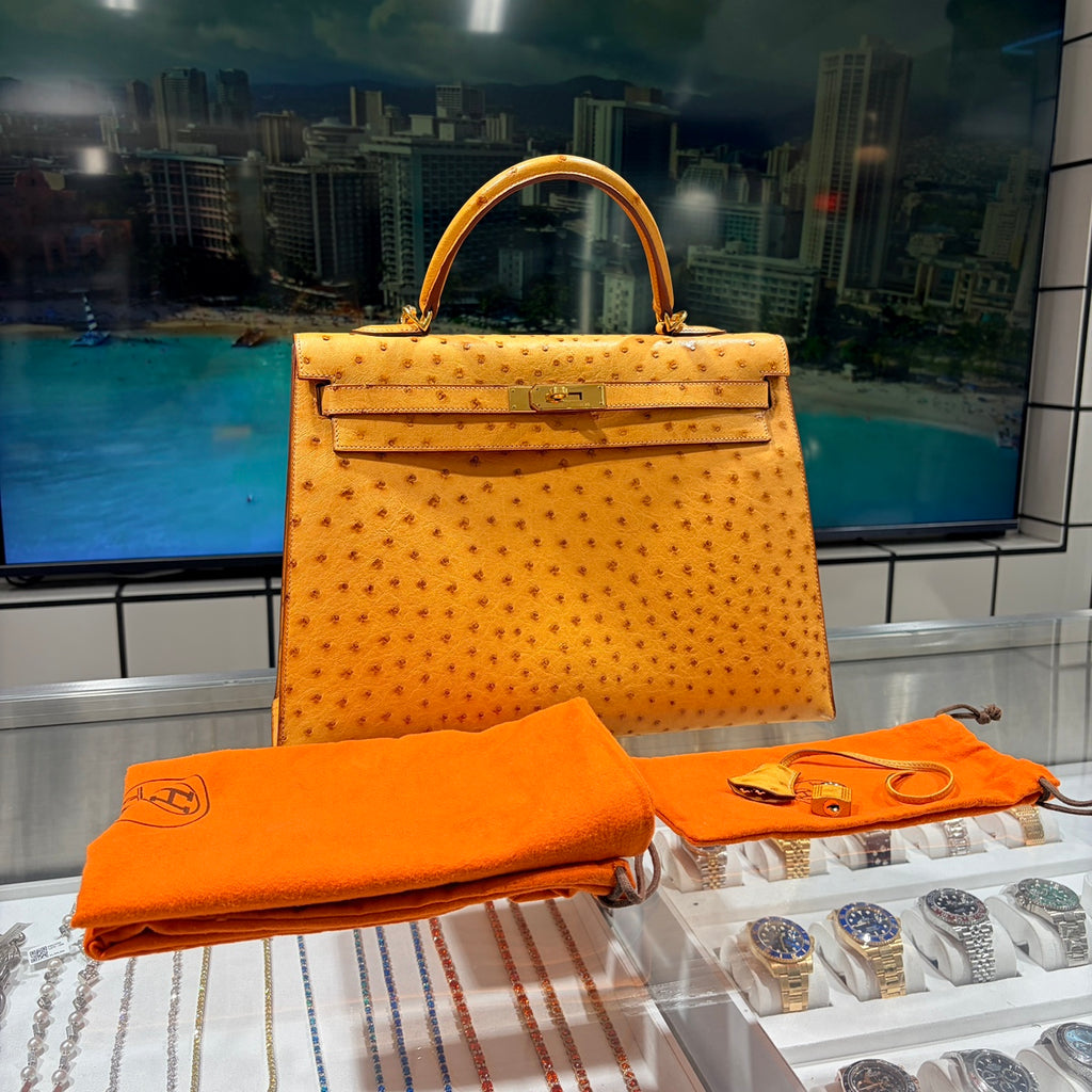 HERMES エルメス ケリー 35 サフラン J刻印 ゴールド金具