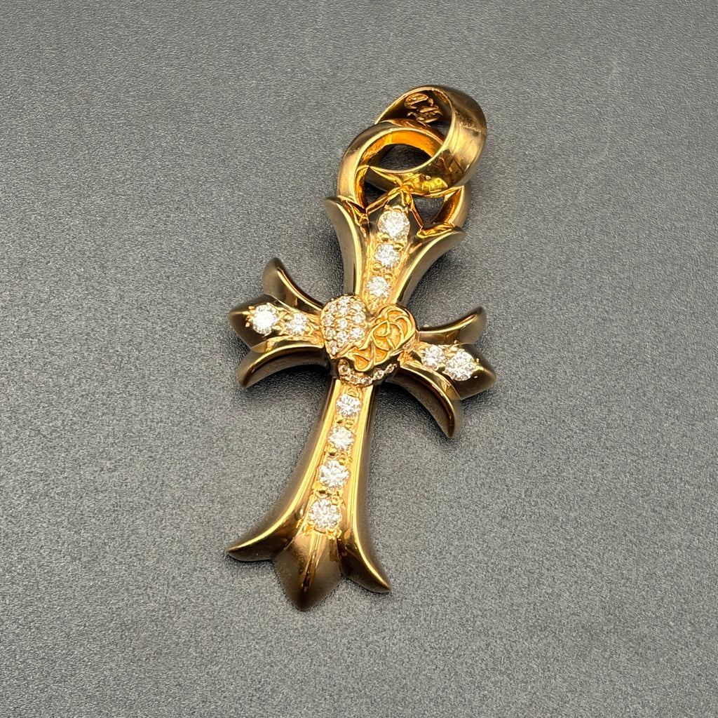 CHROME HEARTS クロムハーツ 22K 天然ダイヤモンド クロスペンダントトップ