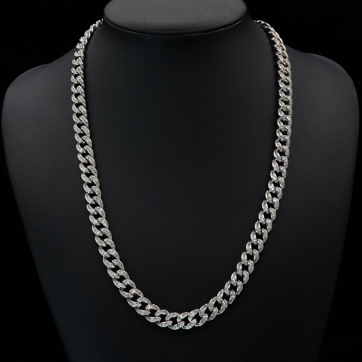 BABY TRAX - シルバー925 マイアミチェーン バゲット61.3cm 10.3mm　シルバーCZ　WG