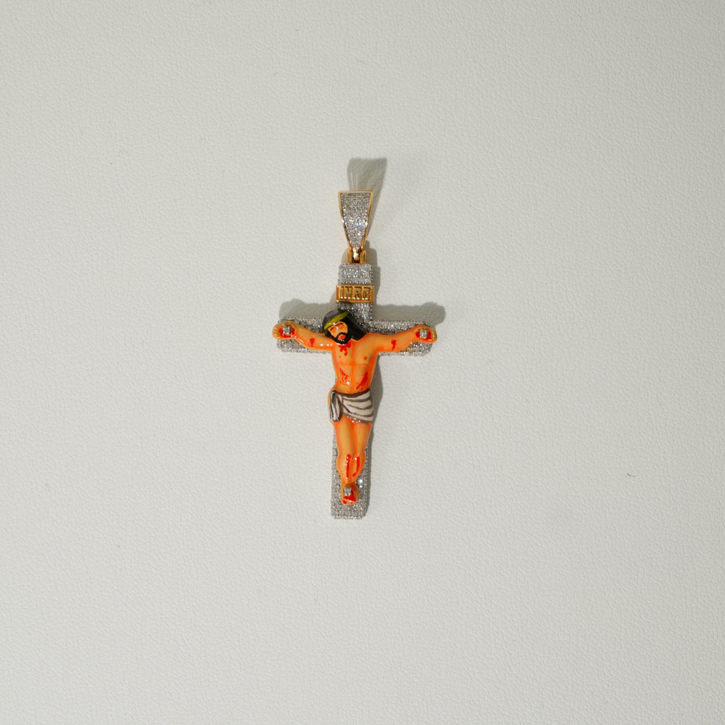 TRXTYO 14K WG 天然ダイヤモンド 1.82ct ダイヤモンドトップ ジーザス 4.5cm 9g