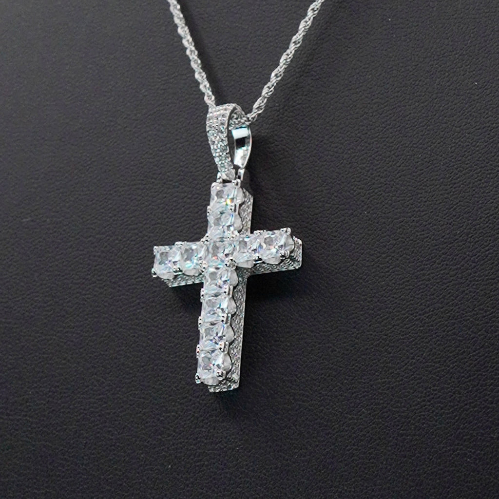 BABY TRAX - シルバー925 クロスペンダント WG メッキ CZ バチカン込み4.2cm 2.2cm