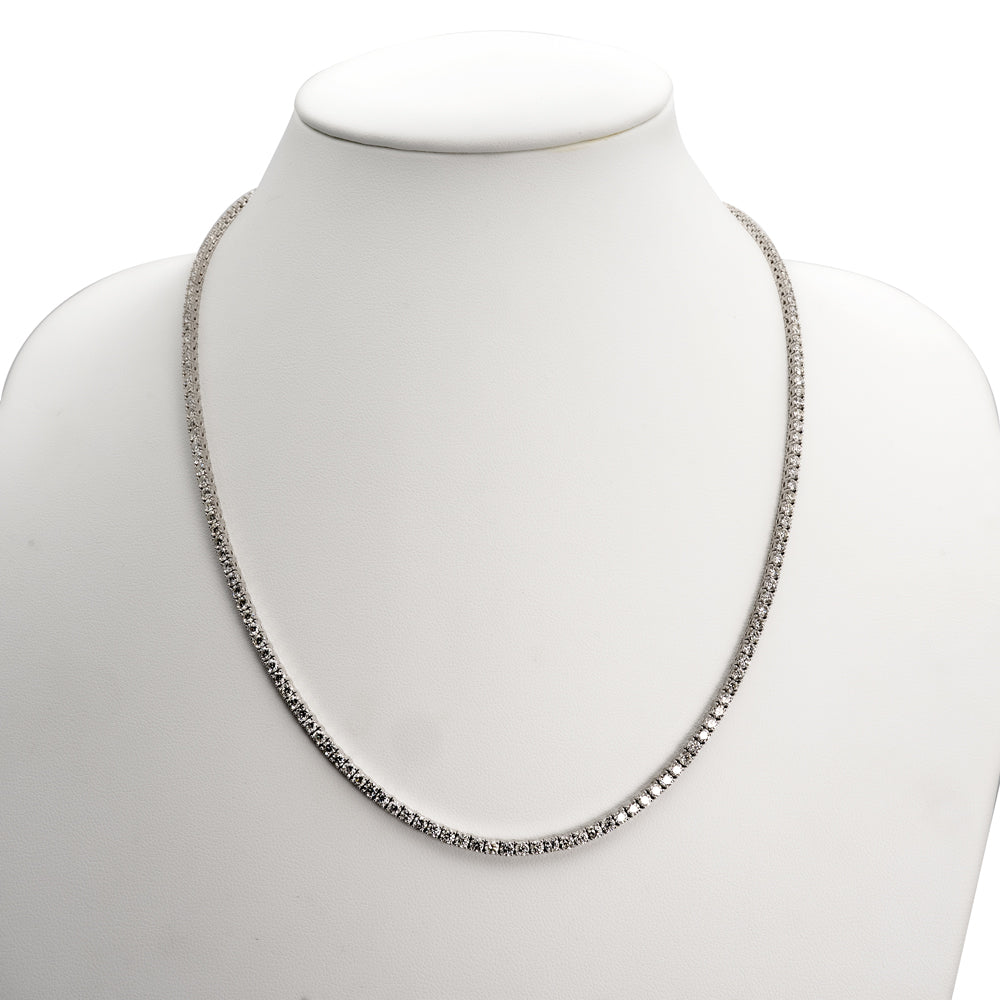 TRXTYO 14K WG 天然ダイヤモンド 推定14.8ct テニスネックレス 2.7mm 51.5cm 23g