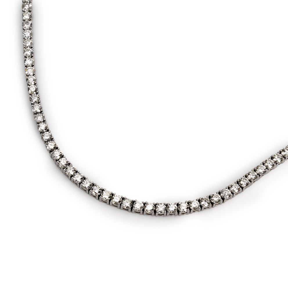 TRXTYO 14K WG 天然ダイヤモンド 推定14.8ct テニスネックレス 2.7mm 51.5cm 23g