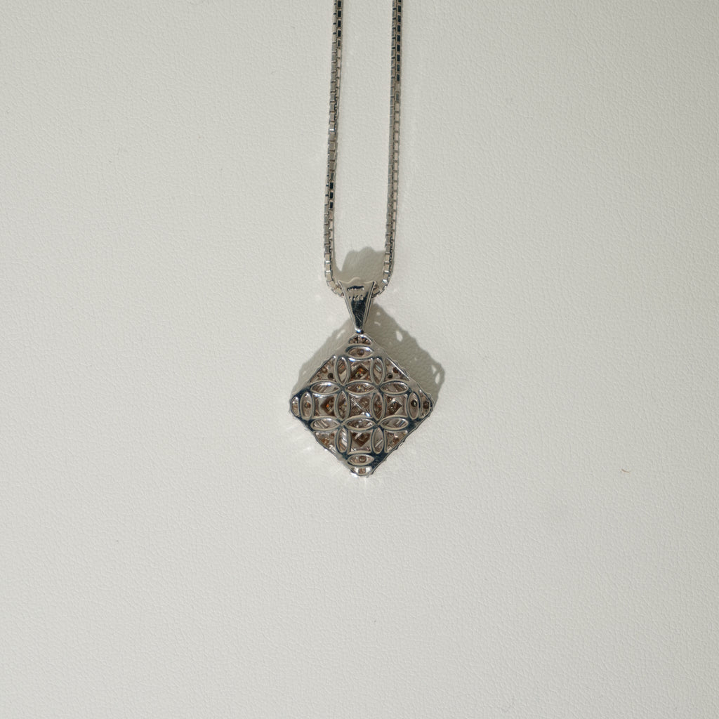 TRXTYO 18K WG 天然ダイヤモンド 1.44ct ダイヤモンドネックレス スクエア 45cm 14g
