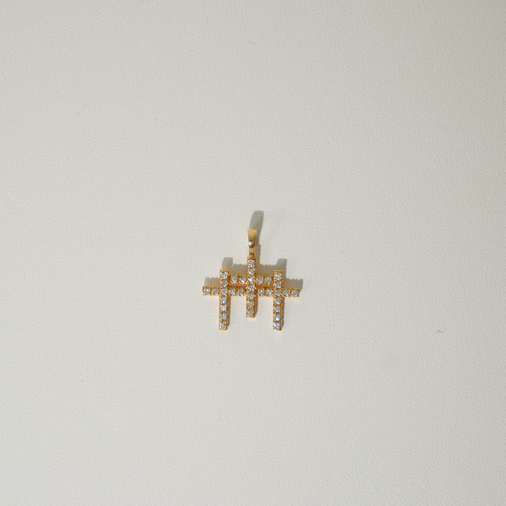 TRXTYO 14K YG 天然ダイヤモンド クロストップ 20mm 2cm 2g