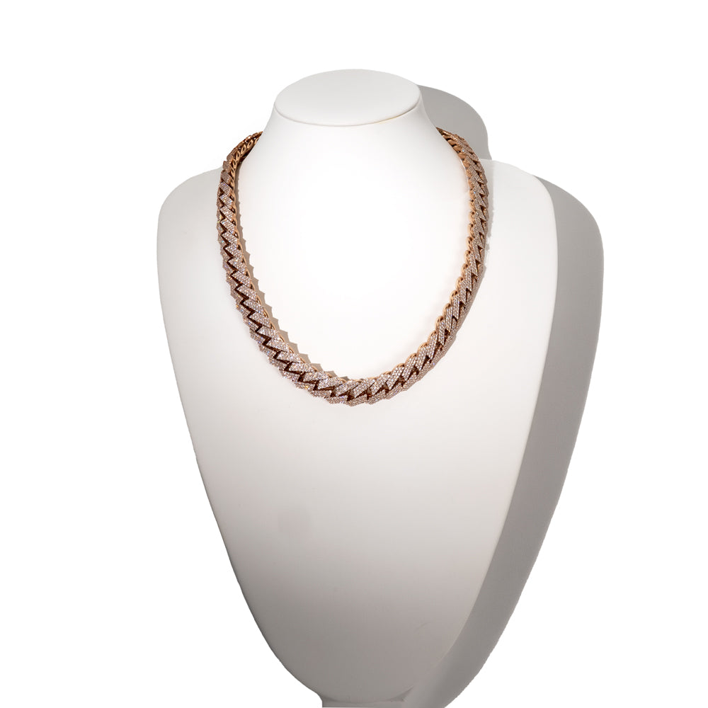 TRXTYO 14K RG 天然ダイヤモンド マイアミノックレス 17mm 57cm 370g