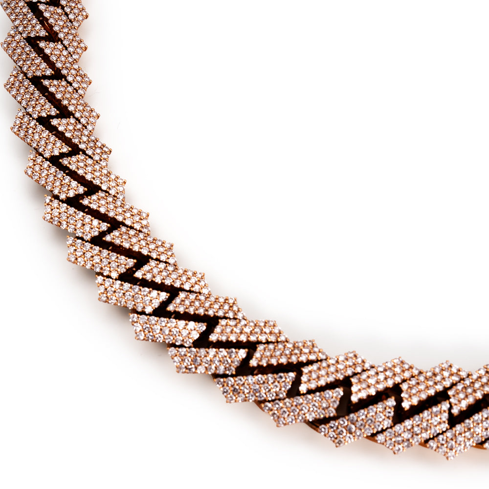 TRXTYO 14K RG 天然ダイヤモンド マイアミノックレス 17mm 57cm 370g