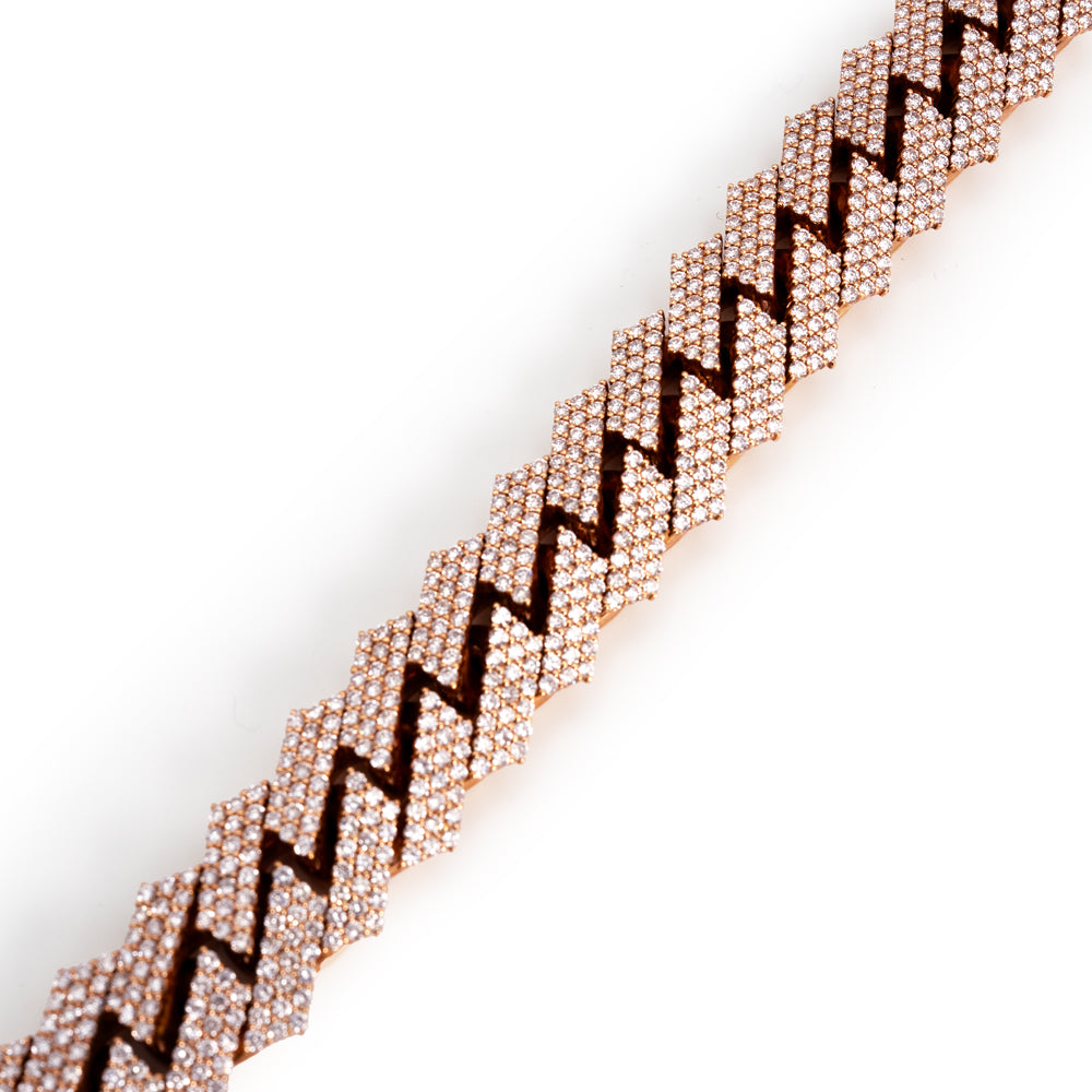 TRXTYO 14K RG 天然ダイヤモンド マイアミノックレス 17mm 57cm 370g